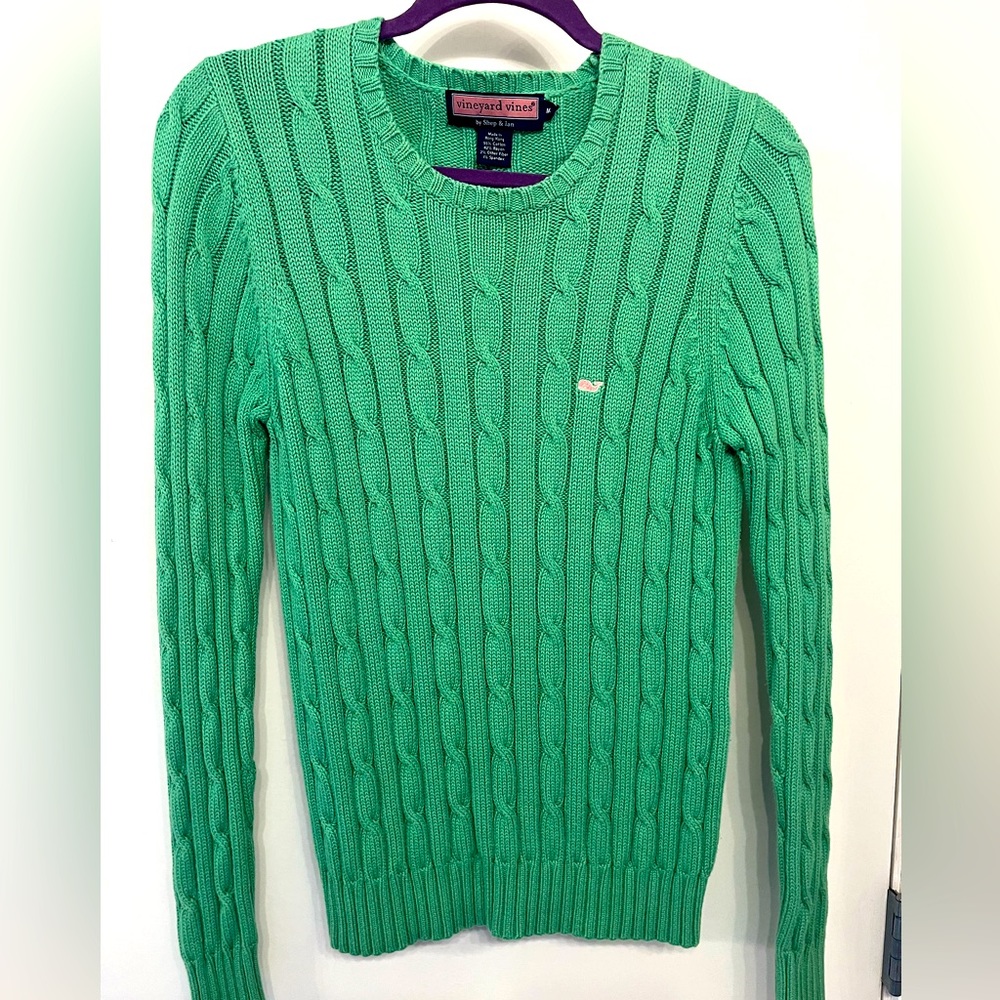 Vineyard Vines Kelly green cable knit women’s sweater size medium